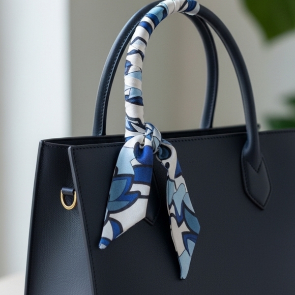 Abstract Blue and Gray Patterned Twilly - Picture 1 of 4